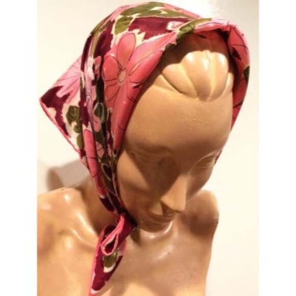 Vintage Vera 1970s Floral Silk Head Scarf - Picture 5 of 11